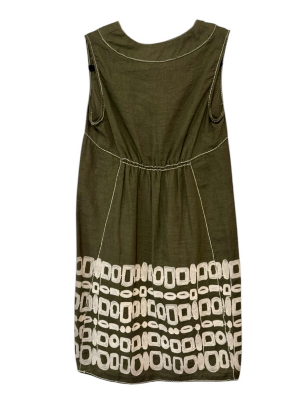 Max Studio Linen Blend Embroidered Shift Dress Olive XS - Picture 2 of 8